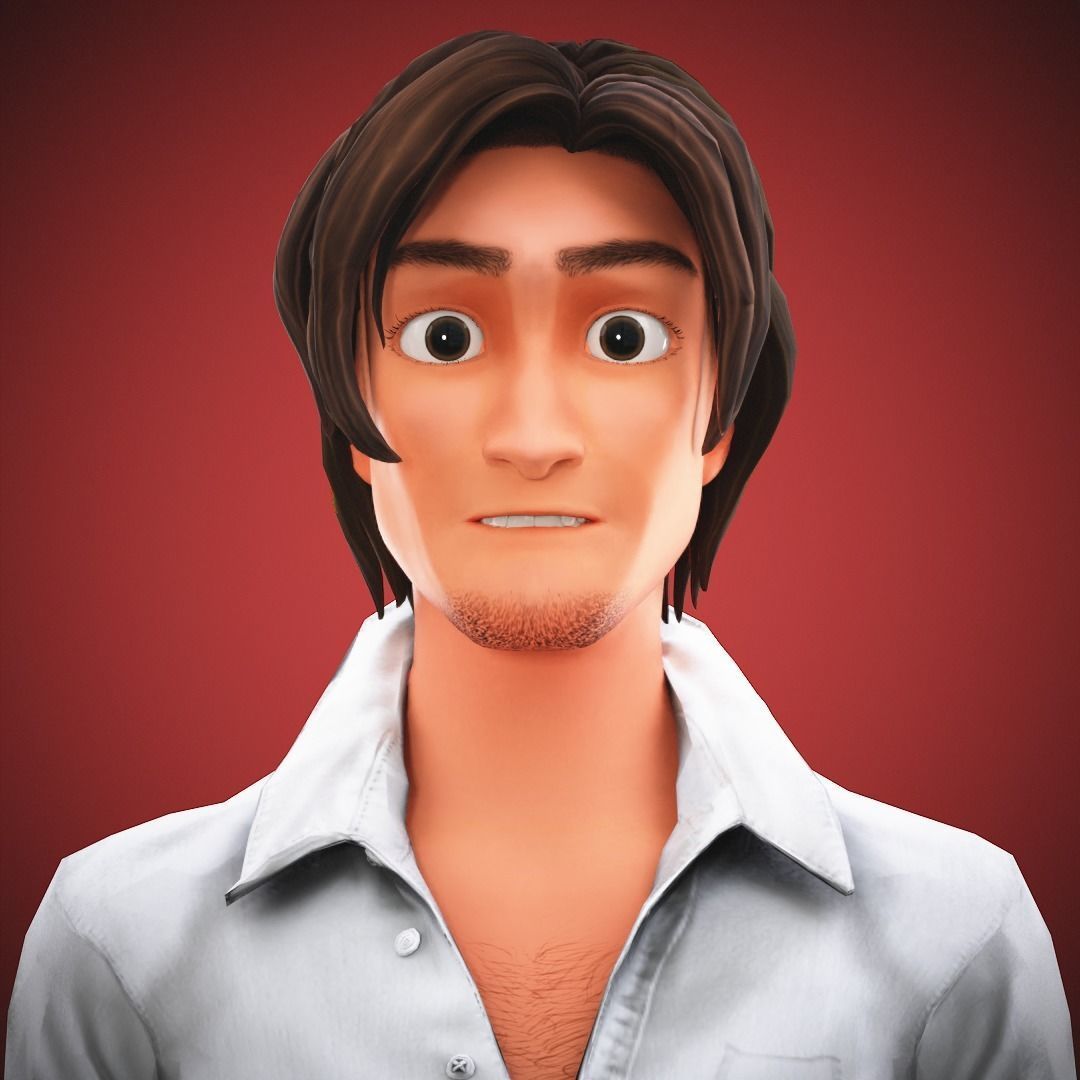 Stylized Game Cartoon Man character rigged Yujin Low-poly 3D model_17