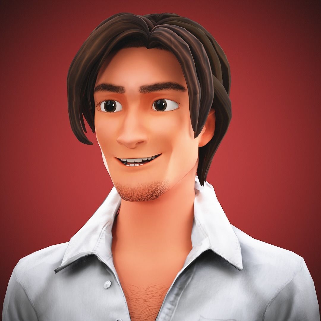 Stylized Game Cartoon Man character rigged Yujin Low-poly 3D model_19