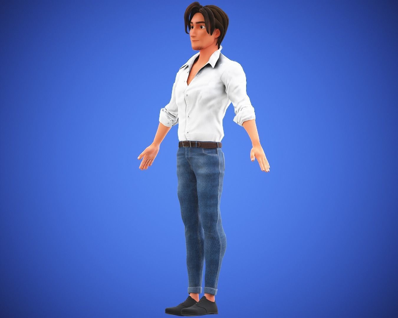 Stylized Game Cartoon Man character rigged Yujin Low-poly 3D model_6