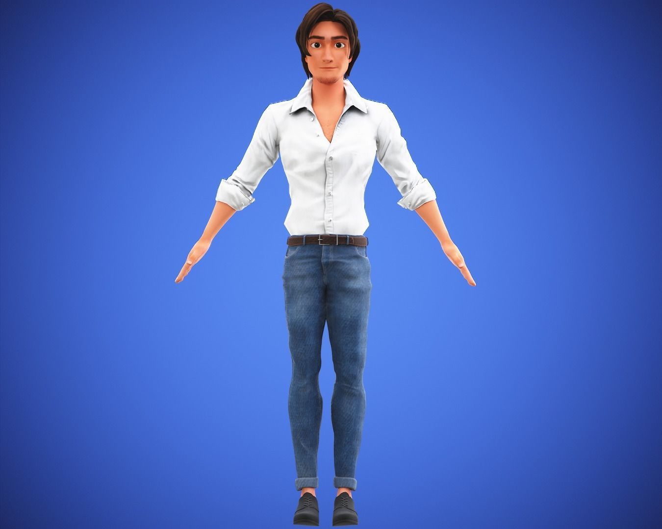 Stylized Game Cartoon Man character rigged Yujin Low-poly 3D model_5