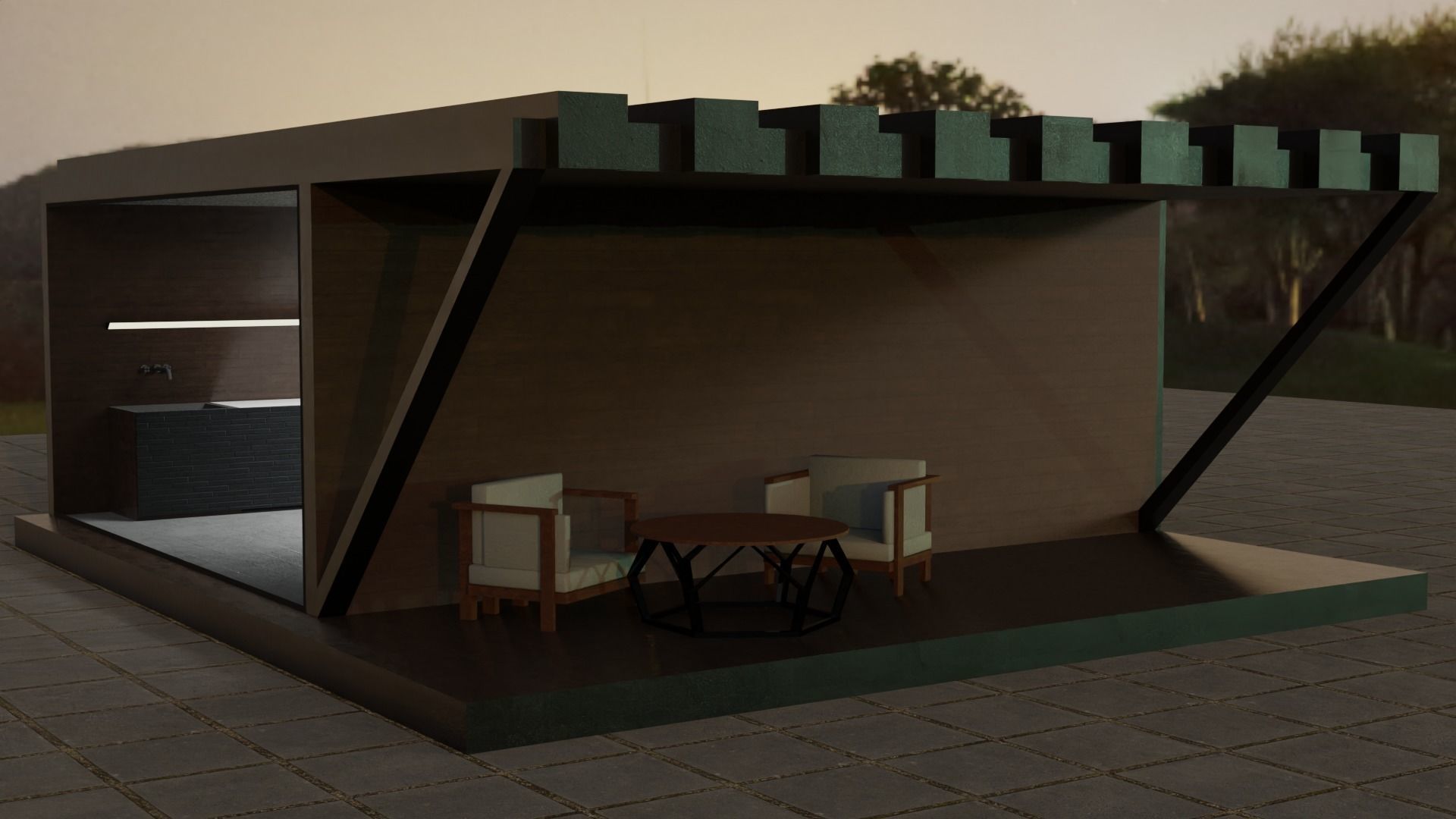 Forest House Low-poly 3D model_10