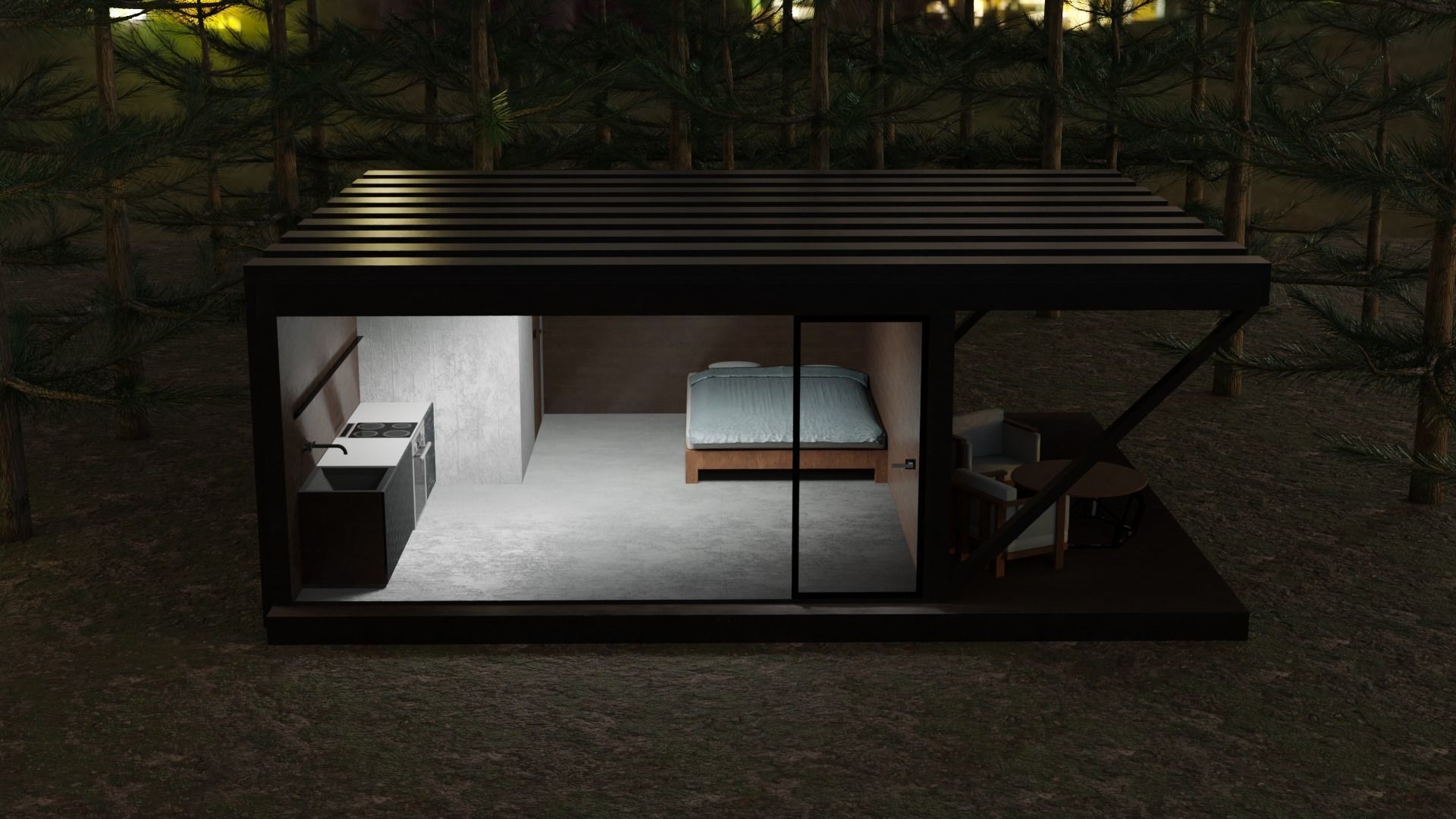 Forest House Low-poly 3D model_1