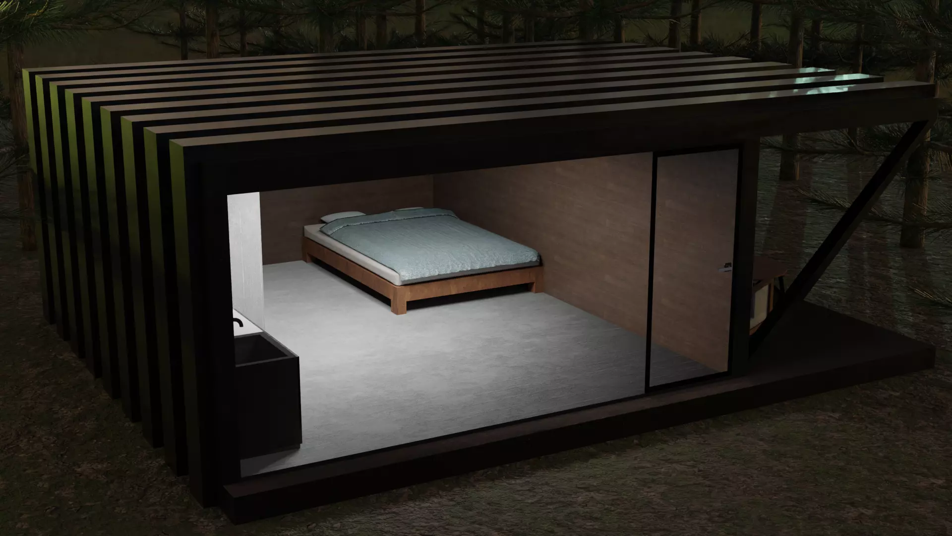 Forest House Low-poly 3D model_0