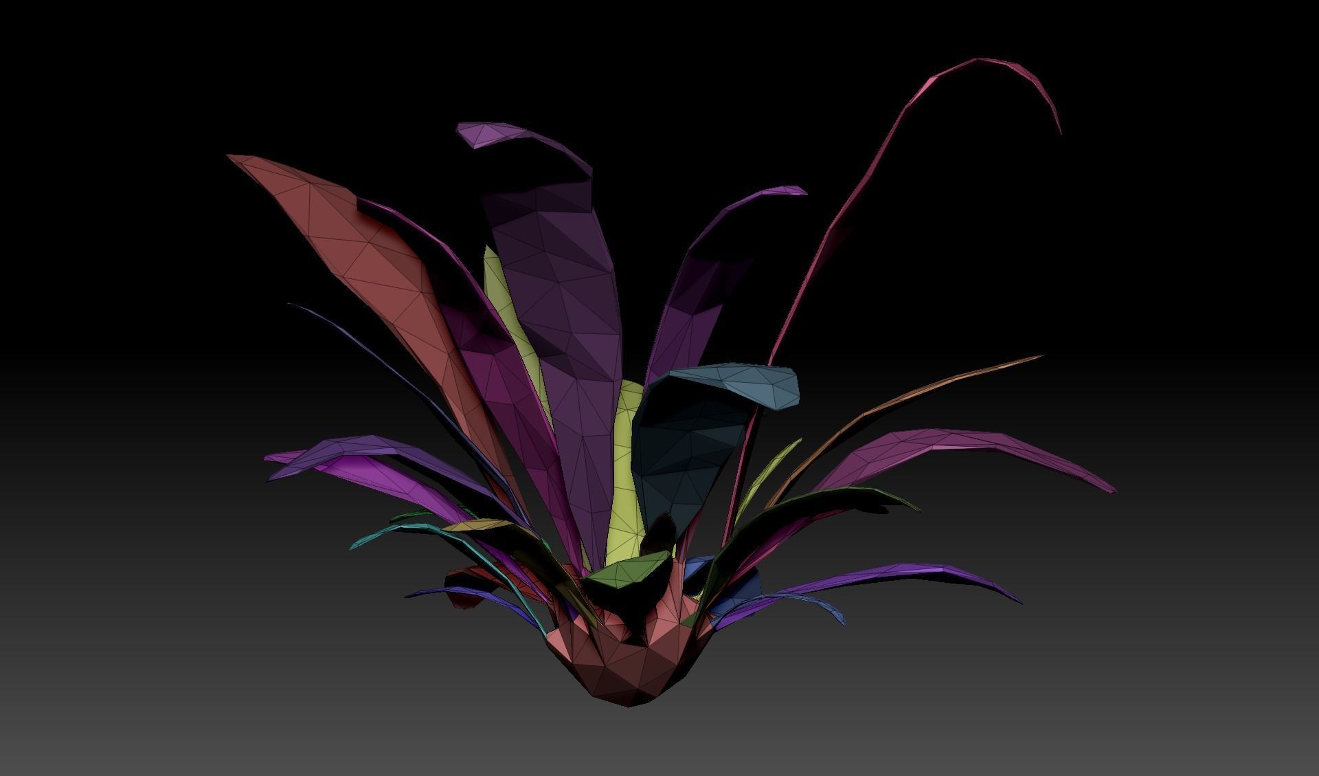 Low Poly Fern Bush Low-poly 3D model_8