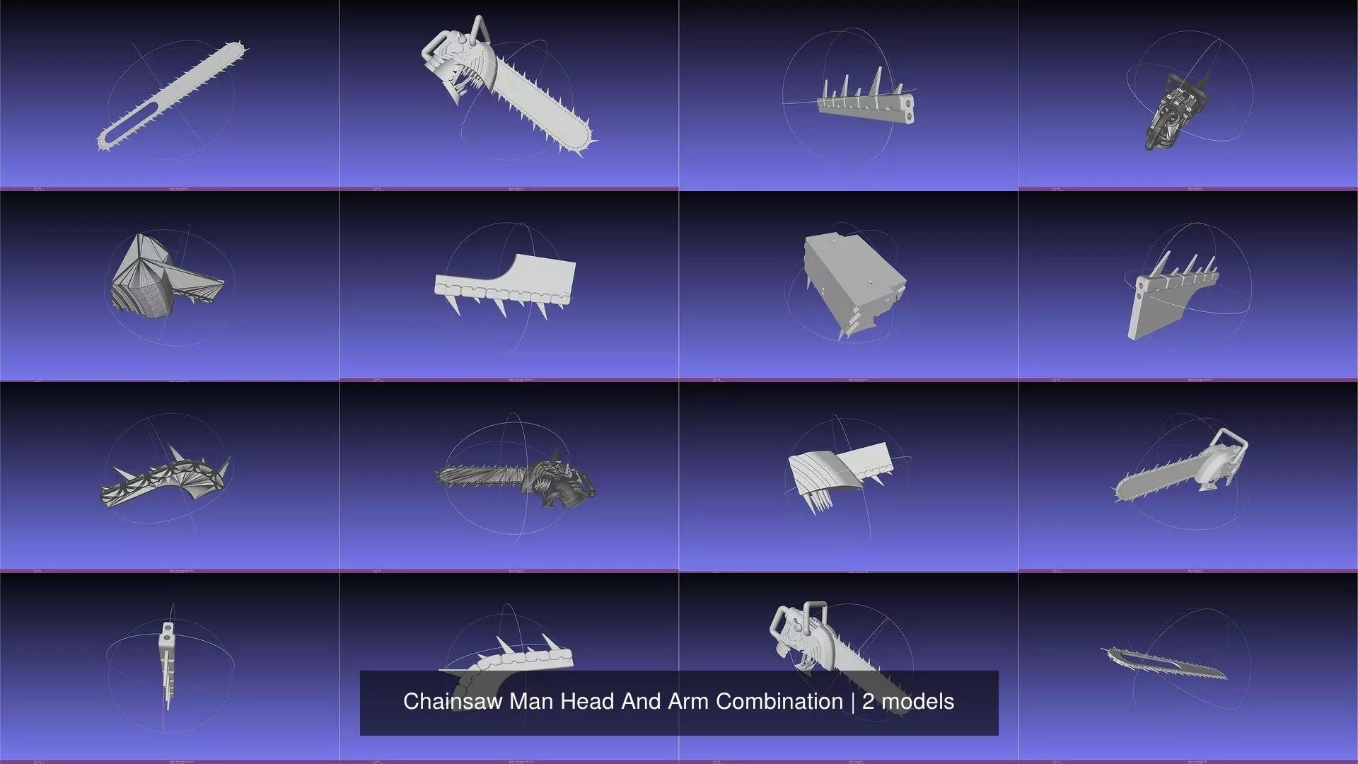 Chainsaw Man Head And Arm Combination 3D Model Collection_1