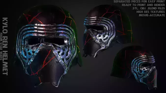  Star Wars Kylo Ren Helmet from for Cosplay 3D print model