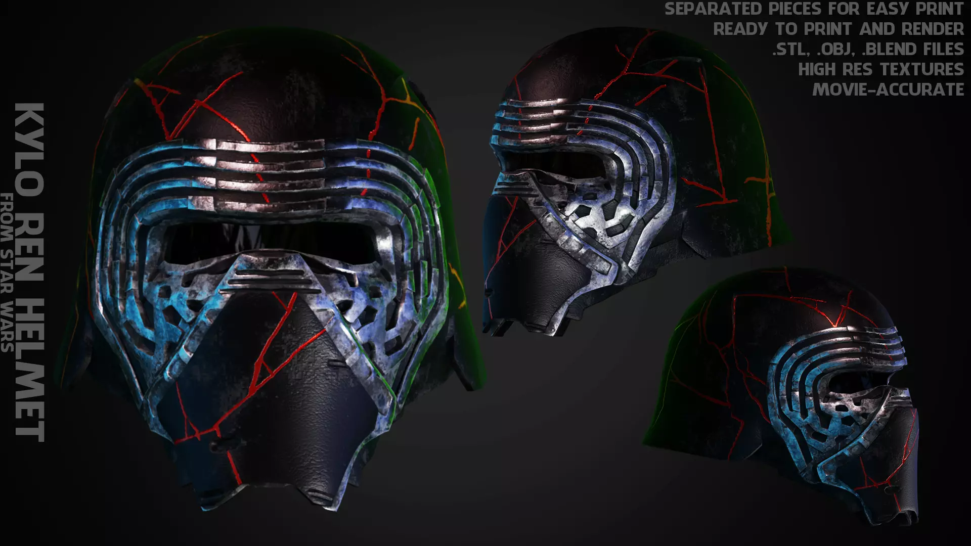Star Wars Kylo Ren Helmet from for Cosplay 3D print model_0