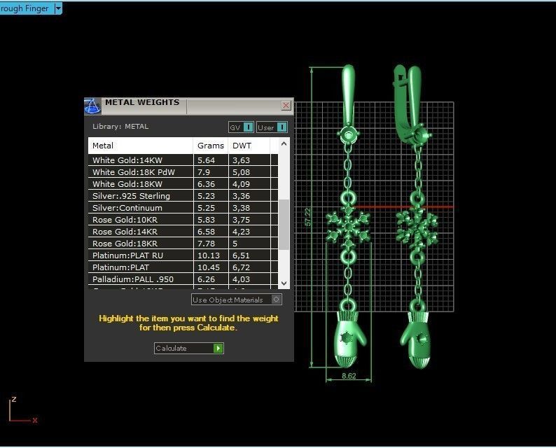 Dangling snowflake earrings with mittens 675 3D print model_2