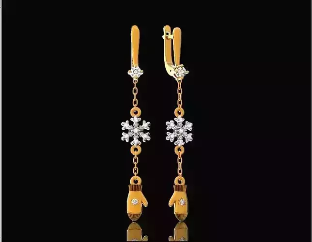  Dangling snowflake earrings with mittens 675