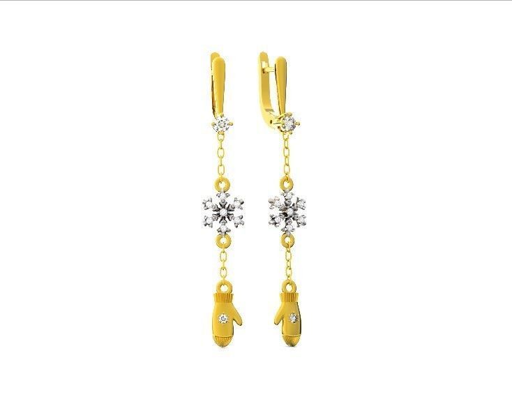 Dangling snowflake earrings with mittens 675 3D print model_20