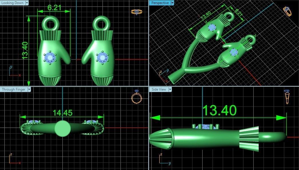 Dangling snowflake earrings with mittens 675 3D print model_26