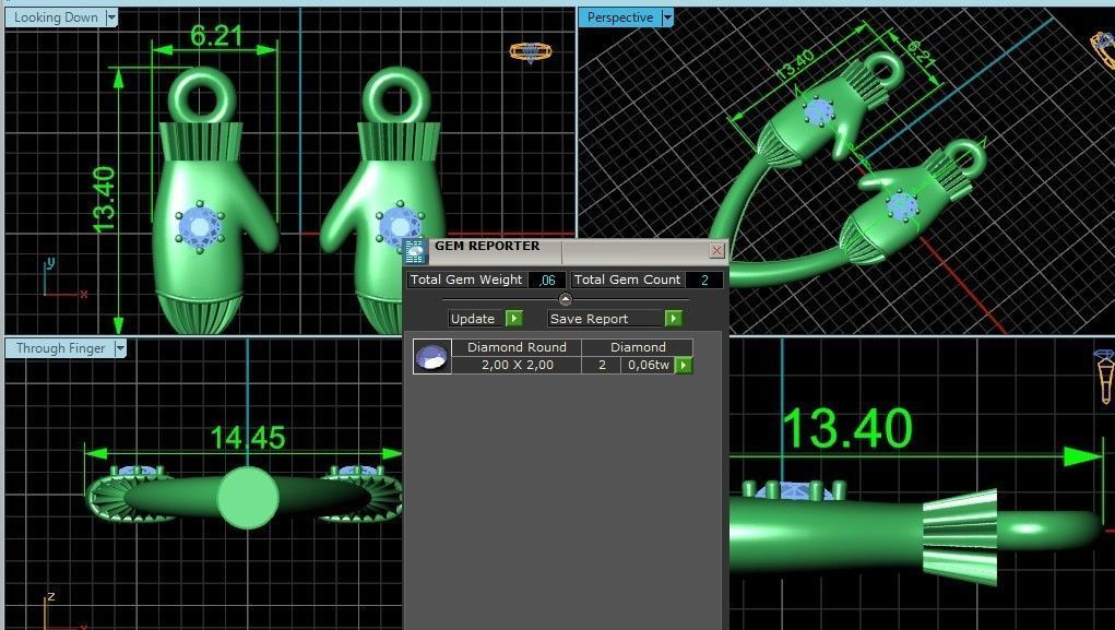 Dangling snowflake earrings with mittens 675 3D print model_27