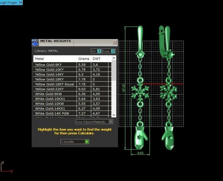 Dangling snowflake earrings with mittens 675 3D print model_5