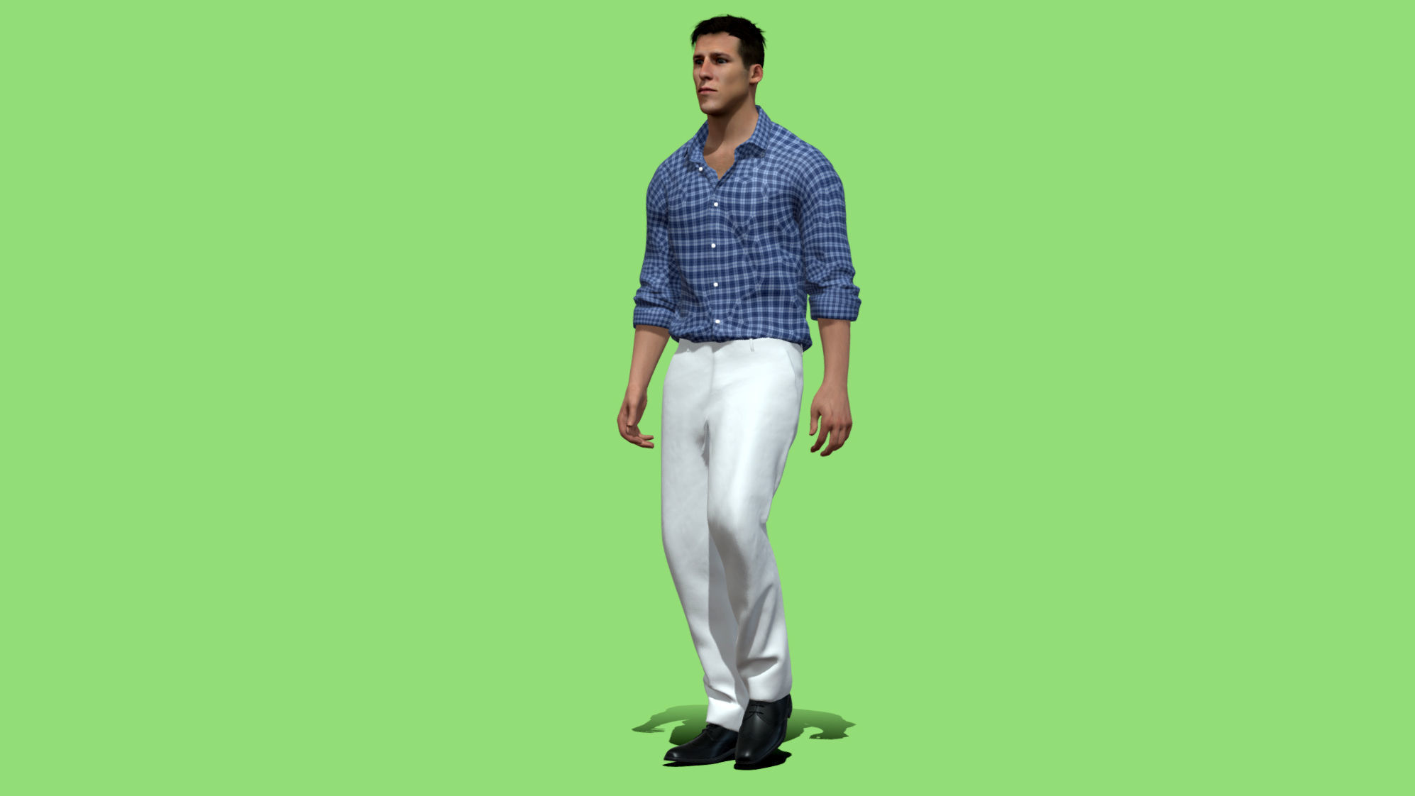 Rigged casual man walking 3D model_2