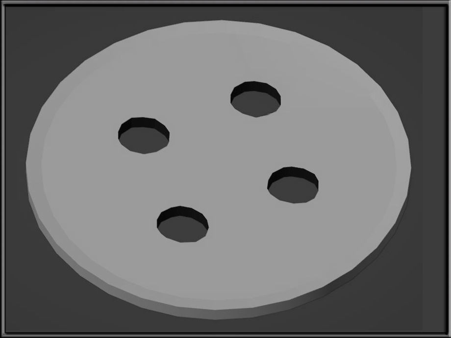 Button metal plate with four holes Low-poly 3D model_4