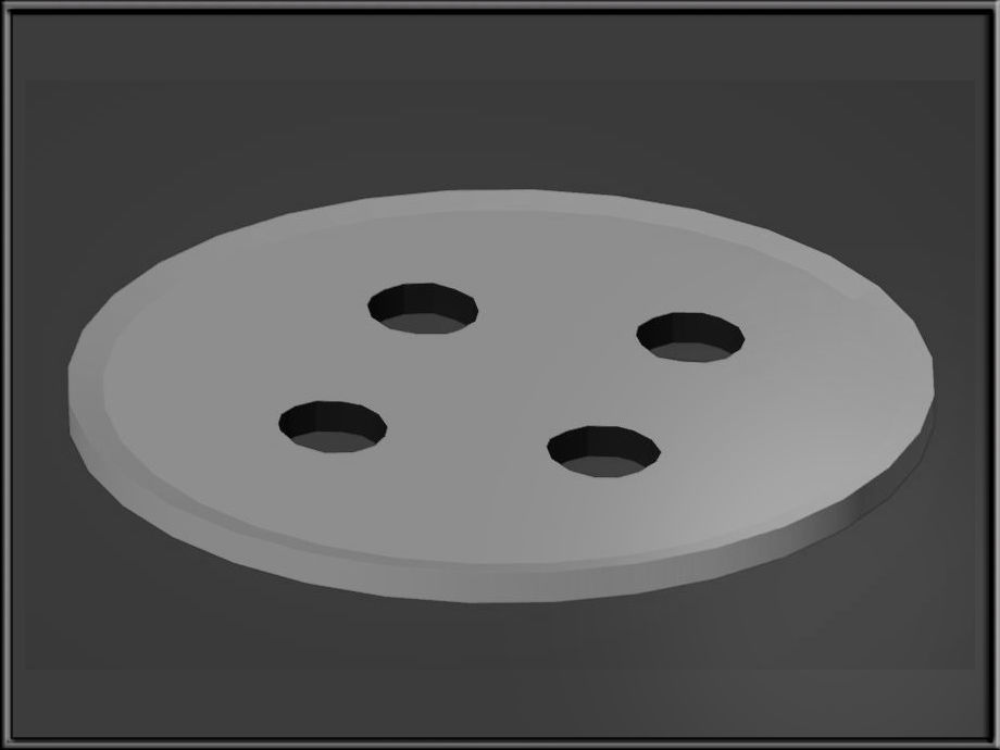 Button metal plate with four holes Low-poly 3D model_3