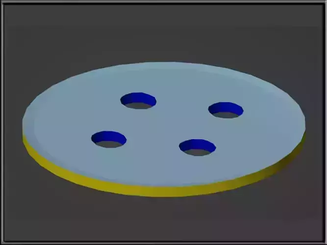 Button metal plate with four holes Low-poly 3D model
