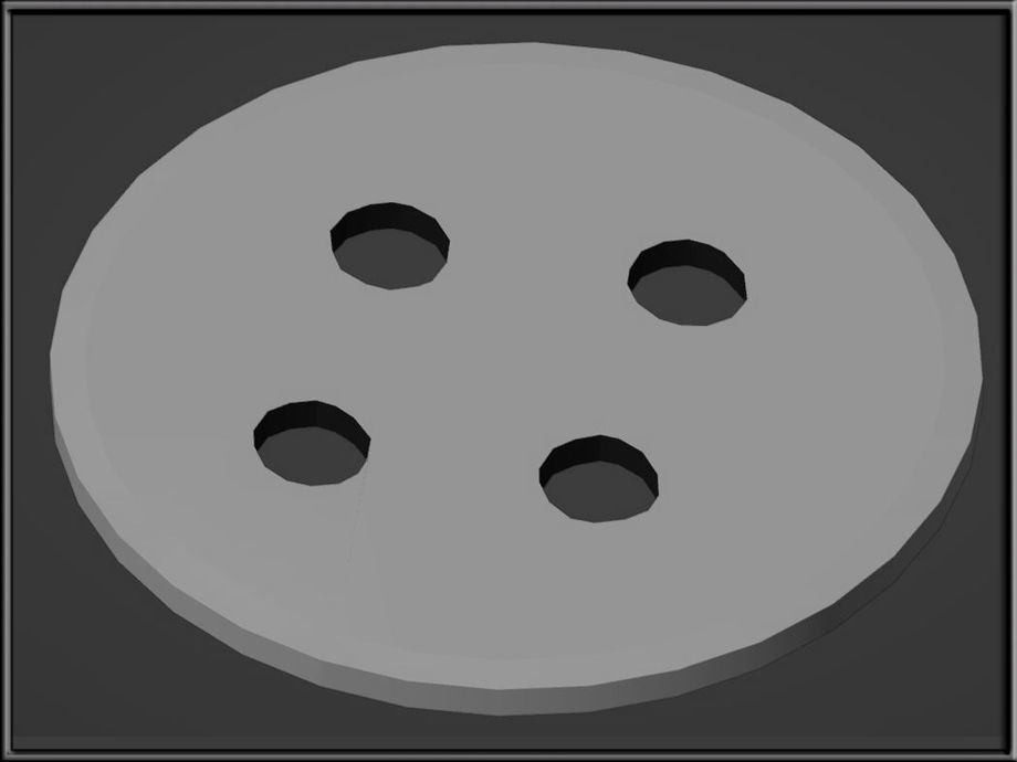 Button metal plate with four holes Low-poly 3D model_5