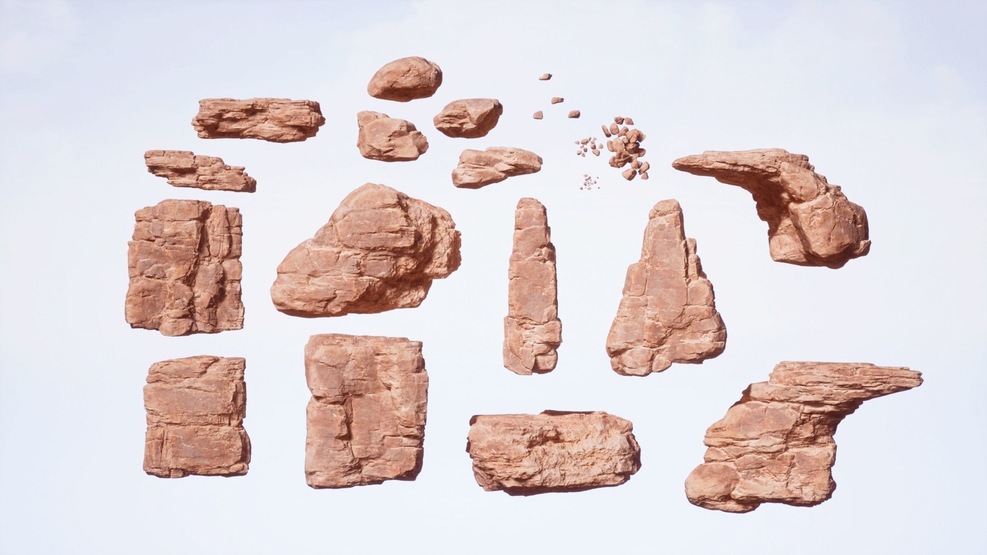 Desert Sandstone Cliffs and Rocks Modular UE Low-poly 3D model_8