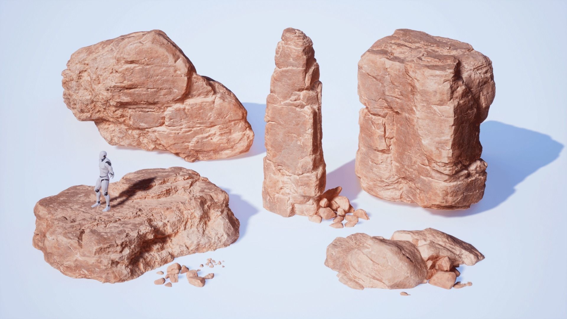 Desert Sandstone Cliffs and Rocks Modular UE Low-poly 3D model_11