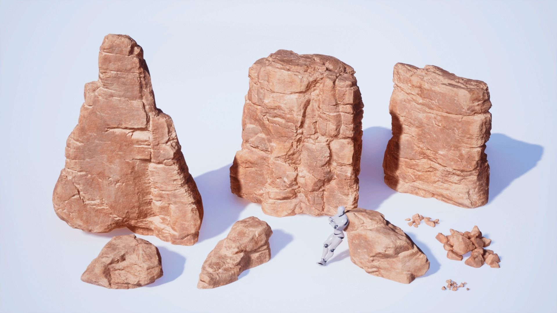 Desert Sandstone Cliffs and Rocks Modular UE Low-poly 3D model_9