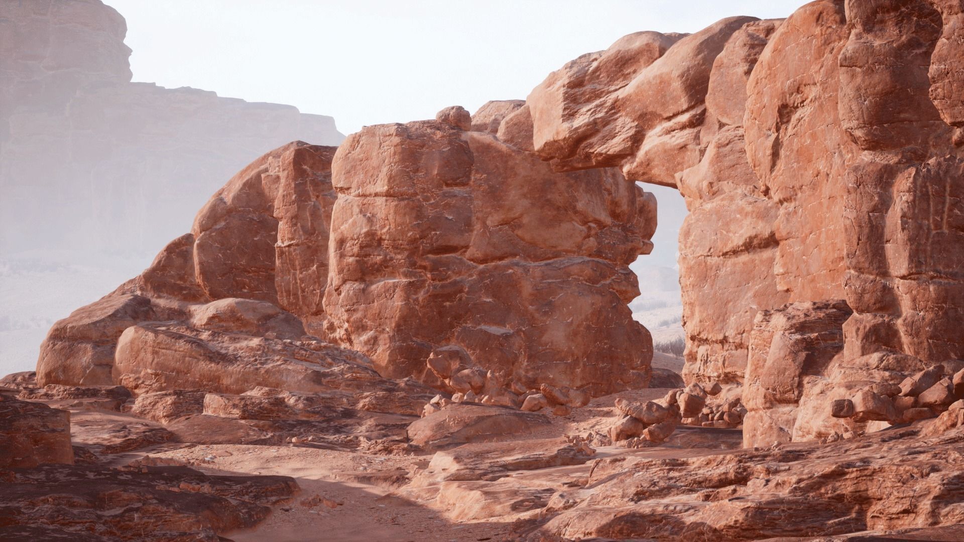Desert Sandstone Cliffs and Rocks Modular UE Low-poly 3D model_6