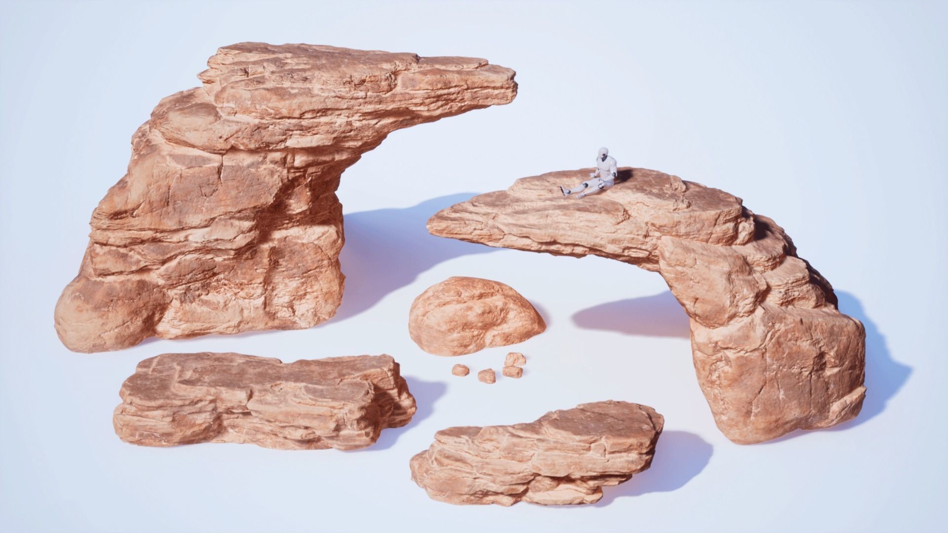 Desert Sandstone Cliffs and Rocks Modular UE Low-poly 3D model_10