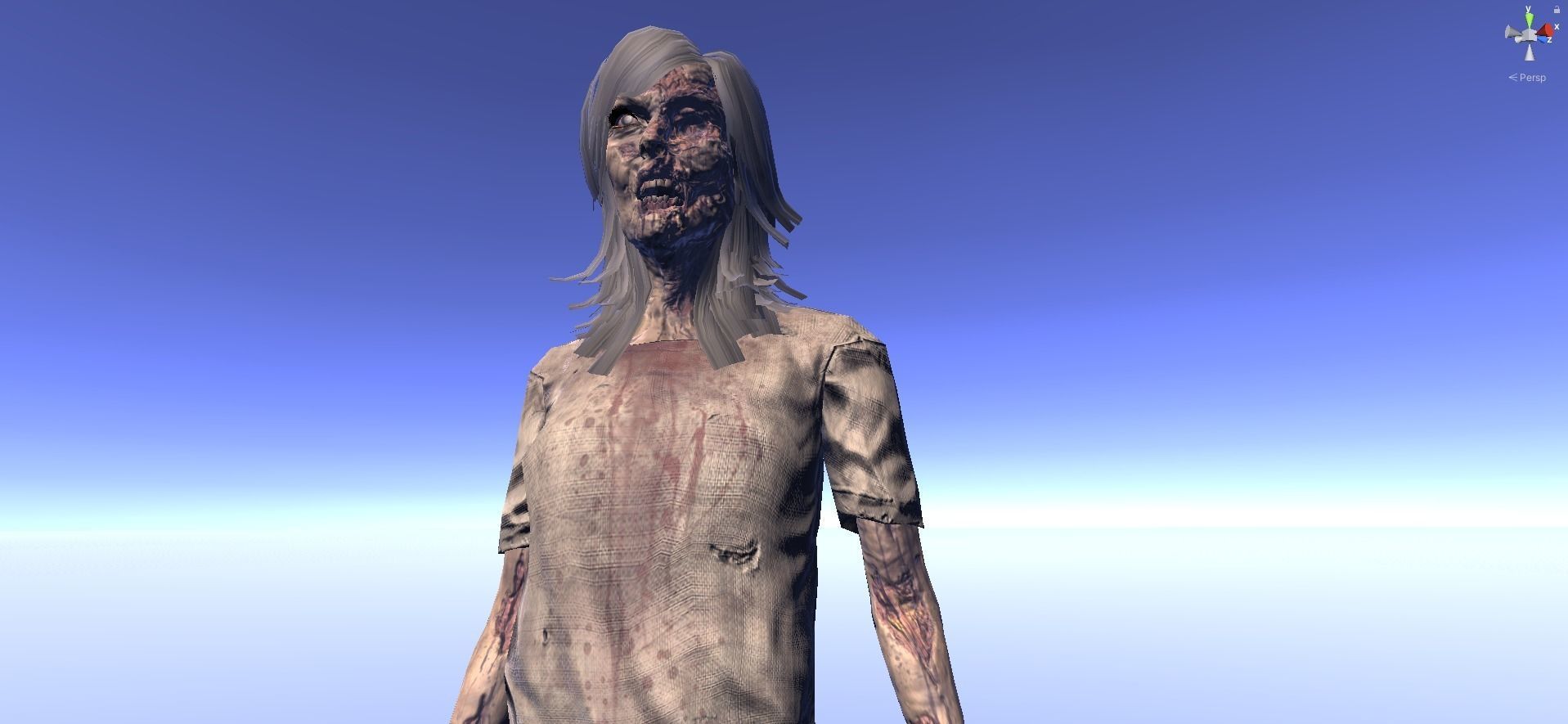 Zombie - animated rigged Zombie Female Low-poly 3D model_4