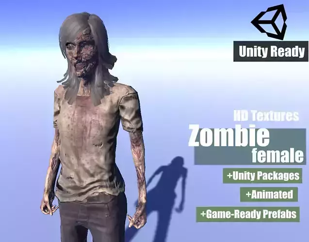 Zombie - animated rigged Zombie Female