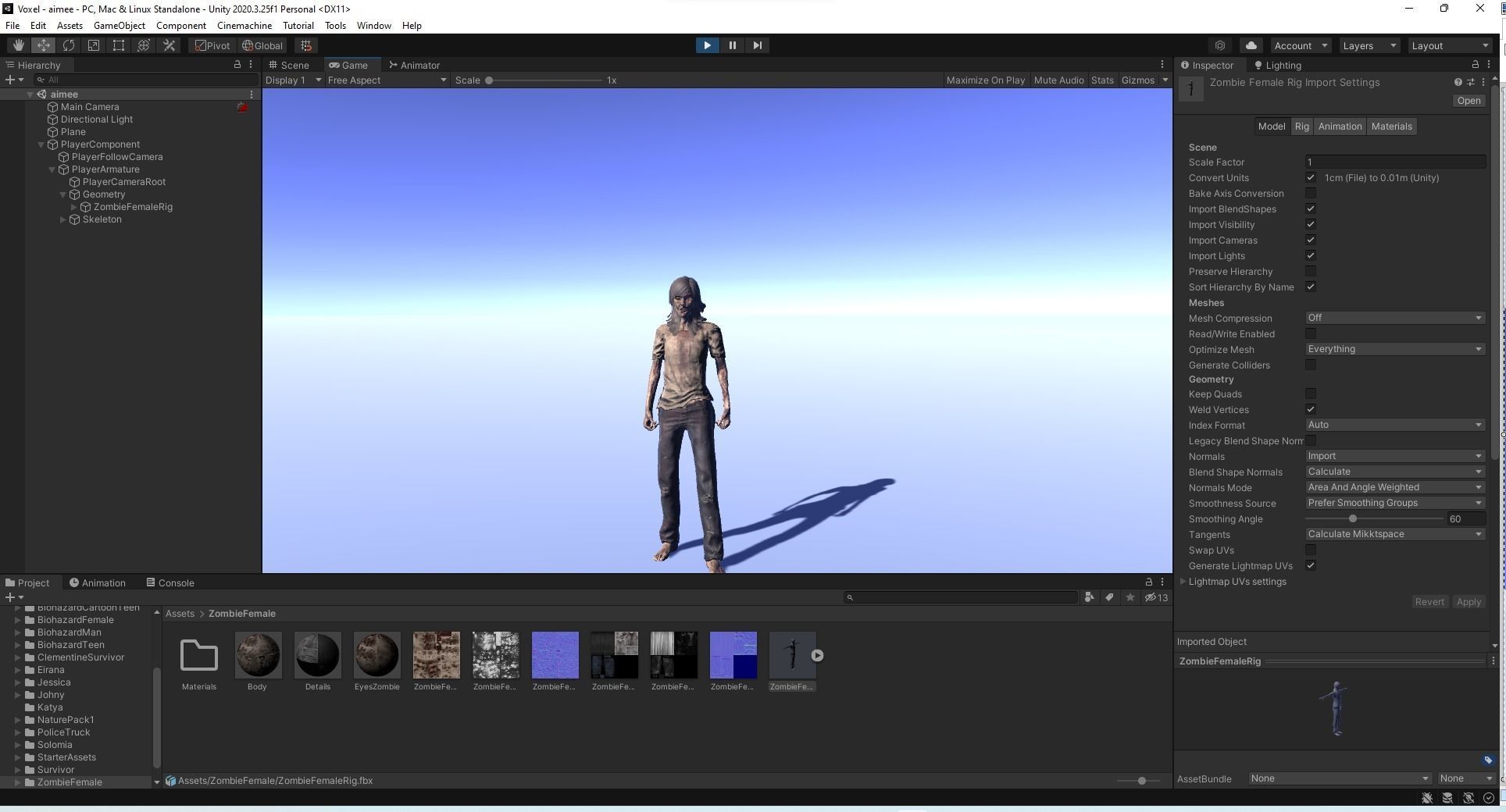 Zombie - animated rigged Zombie Female Low-poly 3D model_20