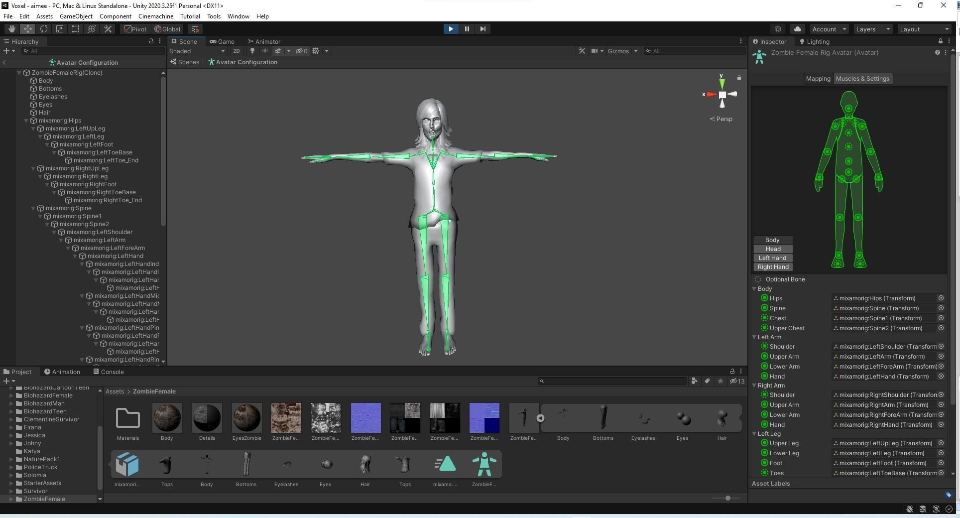 Zombie - animated rigged Zombie Female Low-poly 3D model_22