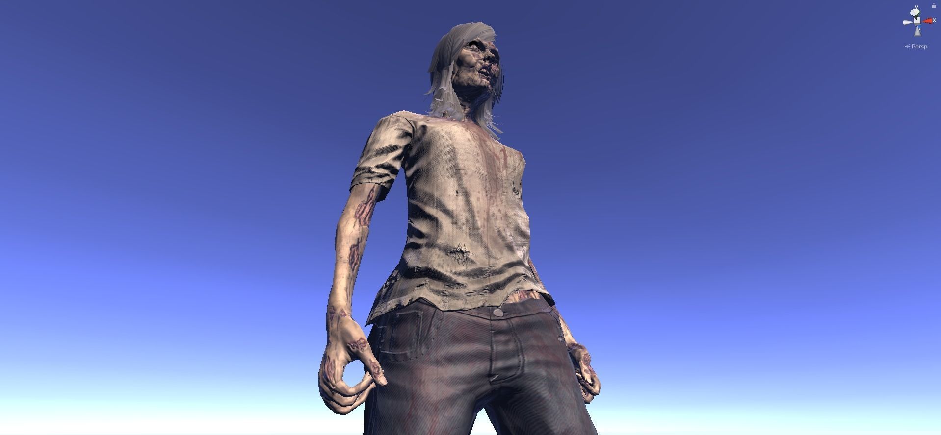 Zombie - animated rigged Zombie Female Low-poly 3D model_8