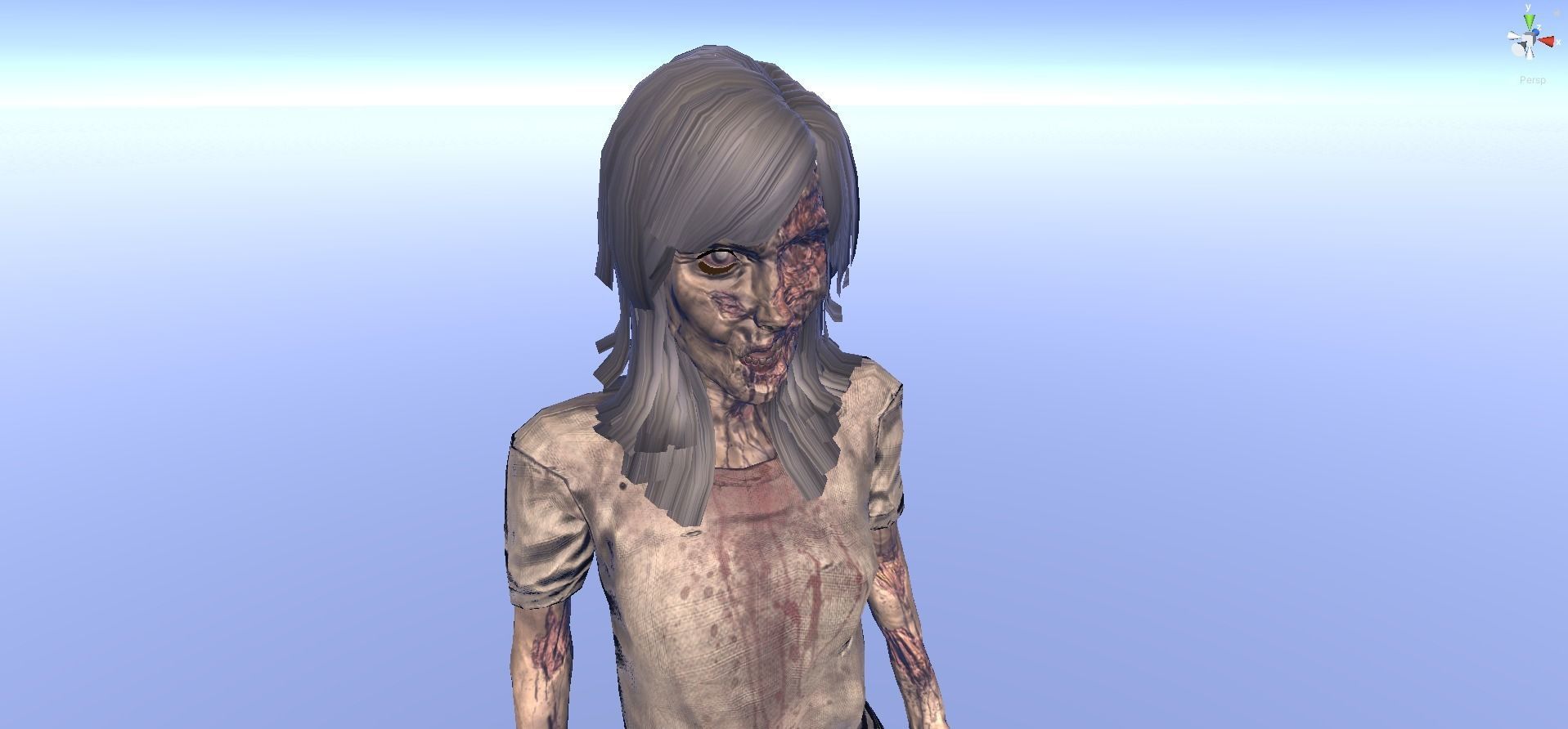 Zombie - animated rigged Zombie Female Low-poly 3D model_3