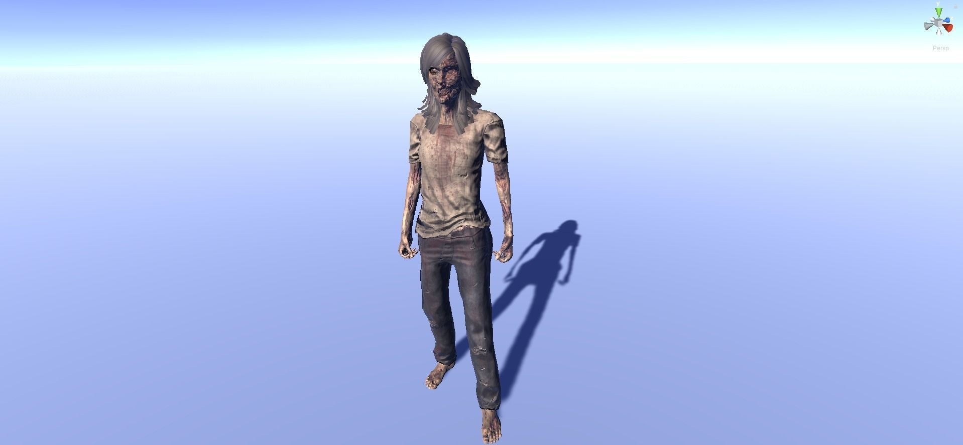 Zombie - animated rigged Zombie Female Low-poly 3D model_12