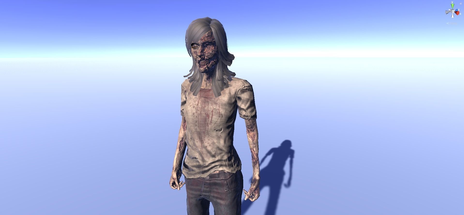 Zombie - animated rigged Zombie Female Low-poly 3D model_2