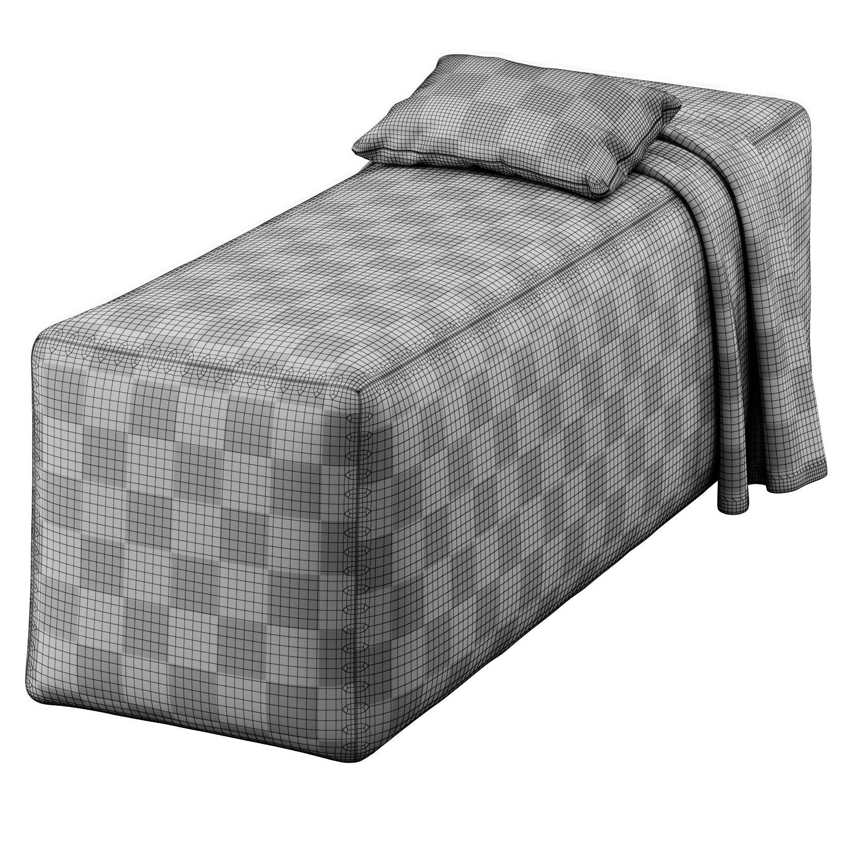 Rectangular bench 3D model_3