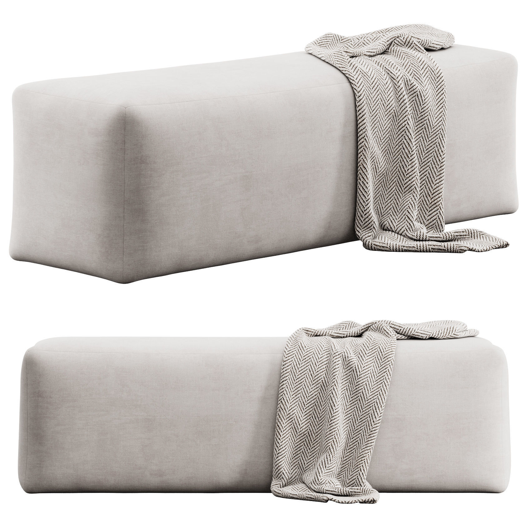 Rectangular bench 3D model_1