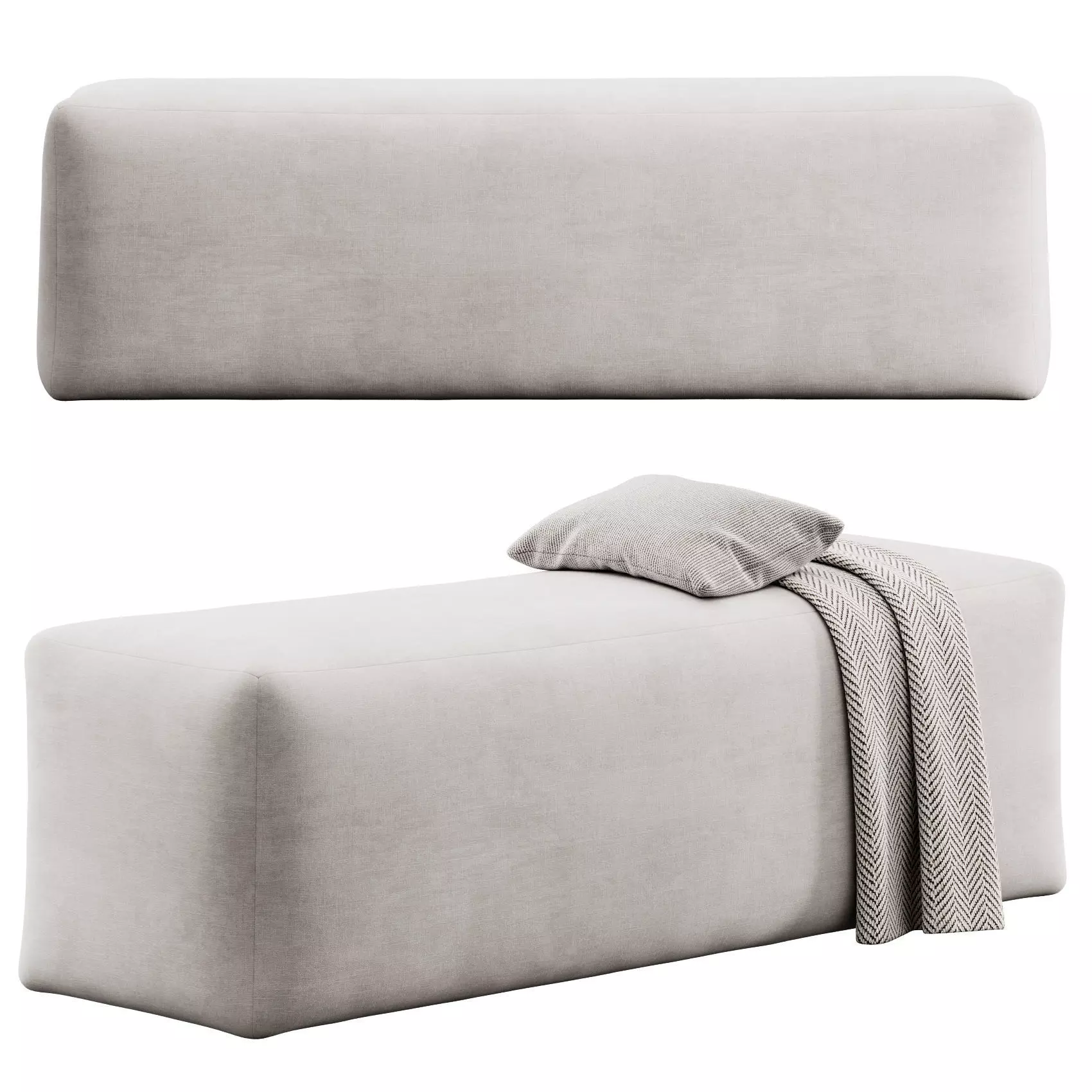 Rectangular bench 3D model_0