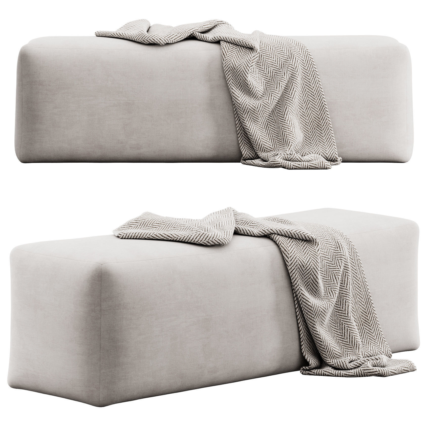 Rectangular bench 3D model_2