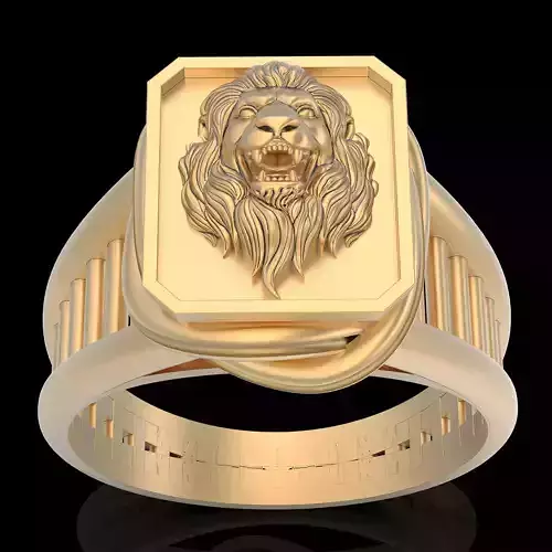 Lion ring silver gold sterling printable jewelry 3D model