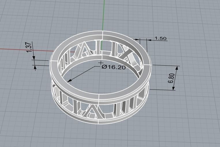 221122 R Ring with roman numbers IX III 3D print model_12