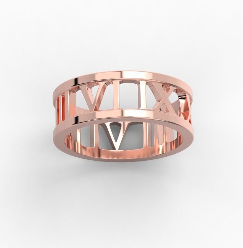 221122 R Ring with roman numbers IX III 3D print model_4
