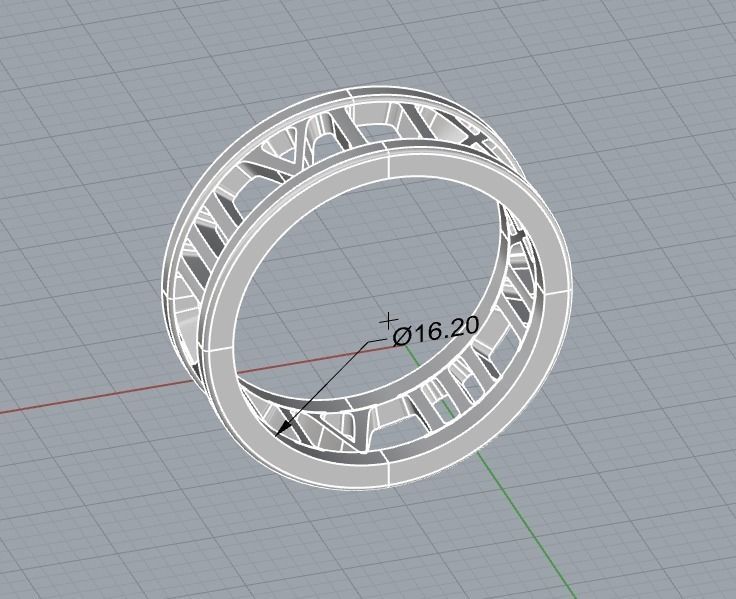 221122 R Ring with roman numbers IX III 3D print model_17