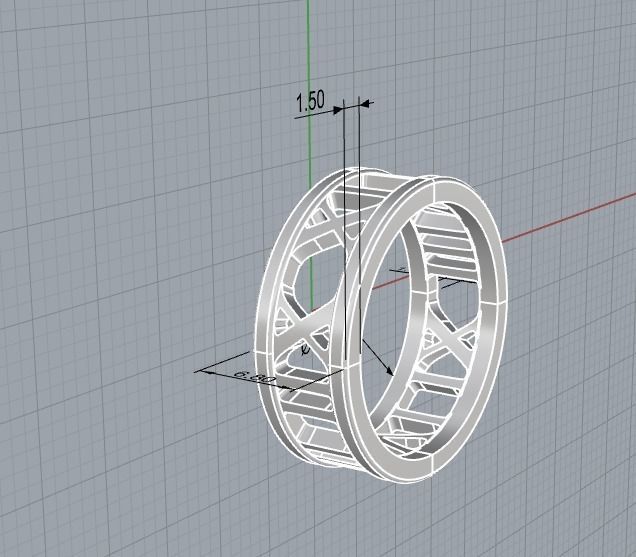 221122 R Ring with roman numbers IX III 3D print model_22