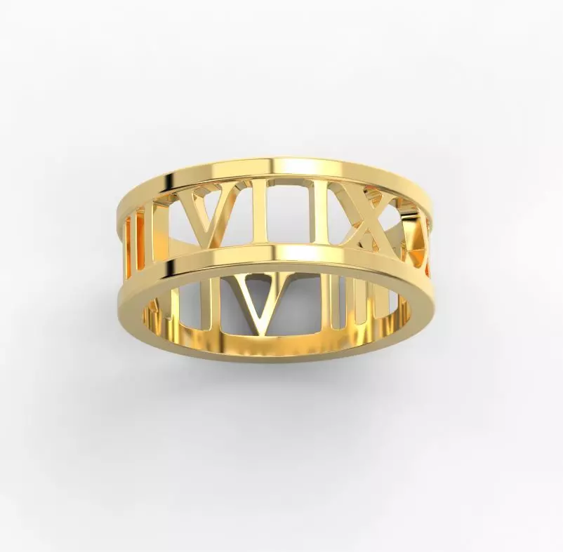221122 R Ring with roman numbers IX III 3D print model_0