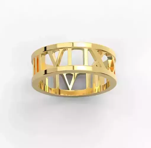 221122 R Ring with roman numbers IX III 3D print model