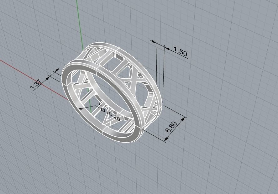 221122 R Ring with roman numbers IX III 3D print model_26