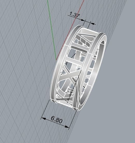 221122 R Ring with roman numbers IX III 3D print model_29