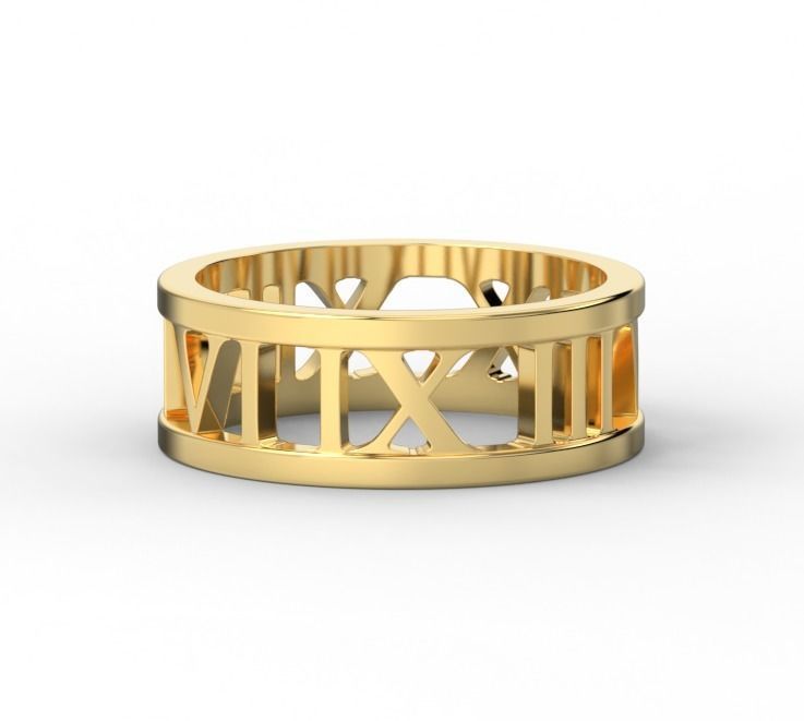 221122 R Ring with roman numbers IX III 3D print model_1