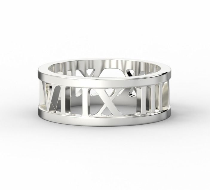 221122 R Ring with roman numbers IX III 3D print model_3